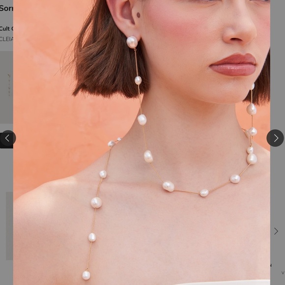 Cult Gaia Cleia Pearl Wrap Drop Earrings Gold Baroque Asymmetrical Long NWT - Picture 4 of 11